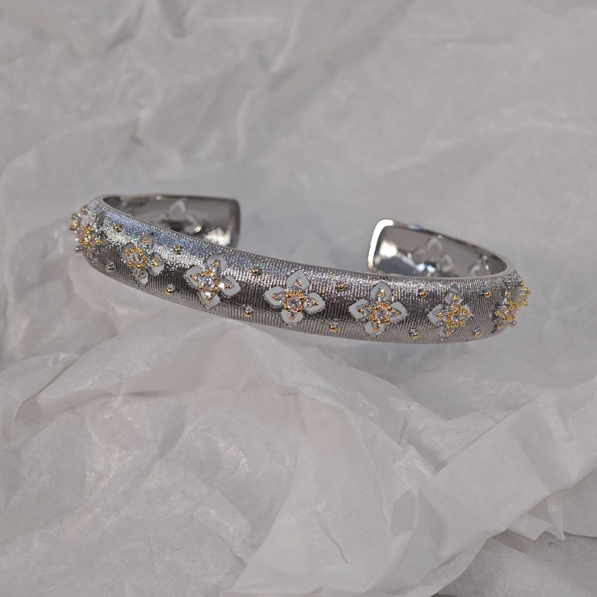 Classy Floral Textured Cuff Bracelet