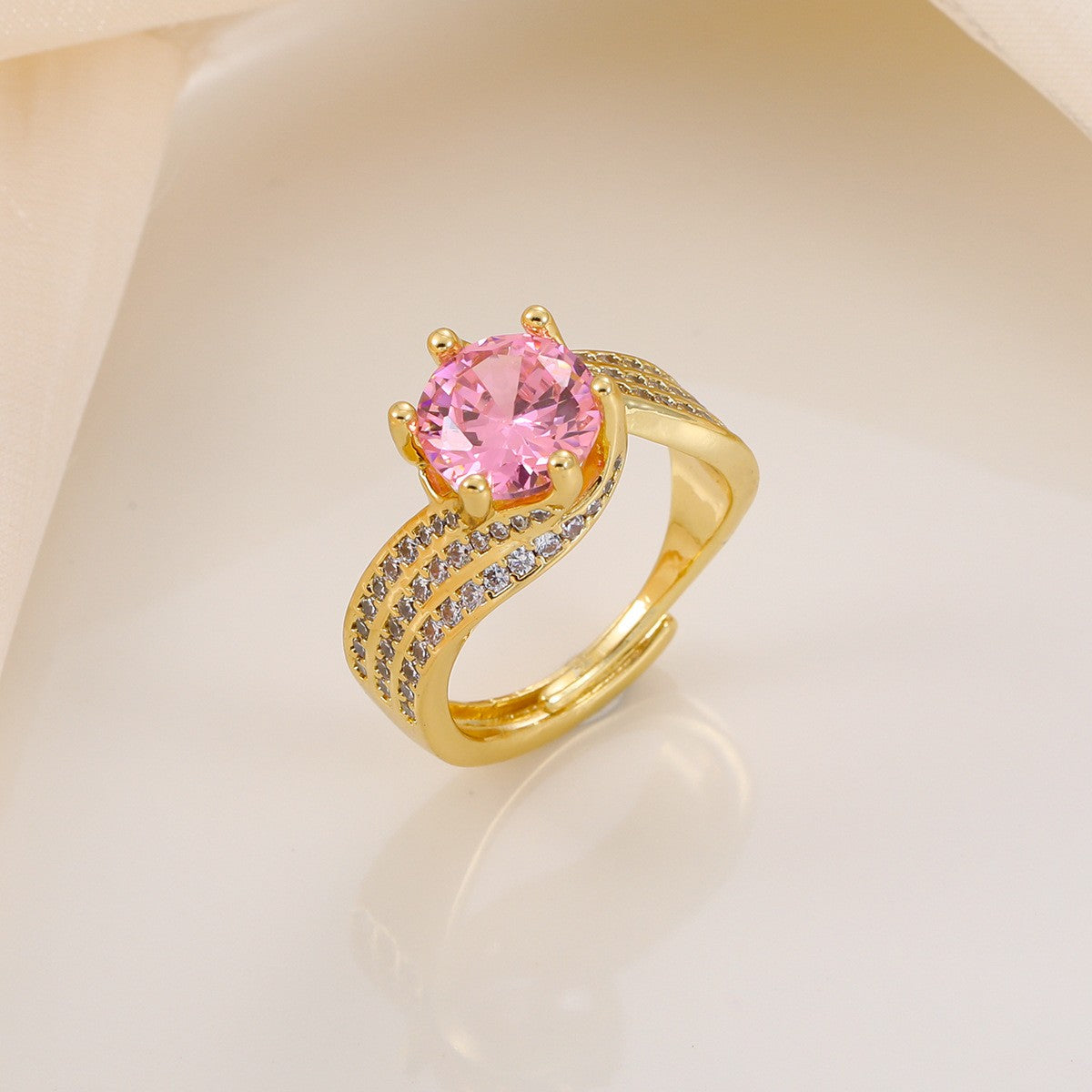 Classy Twisted Band Solitaire Ring