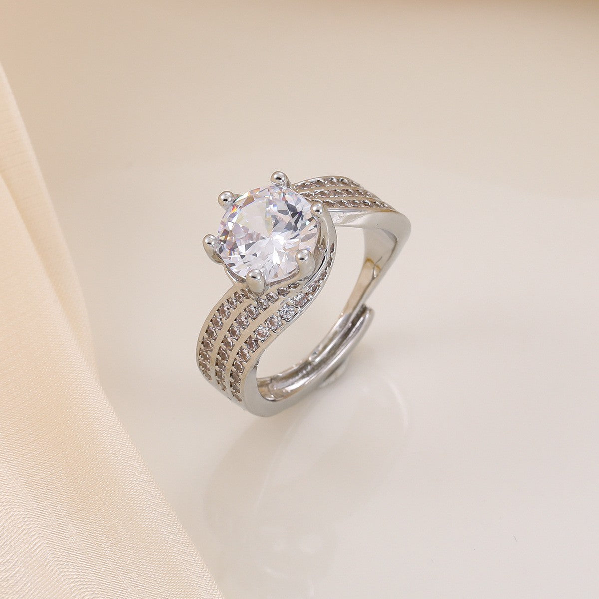 Classy Twisted Band Solitaire Ring