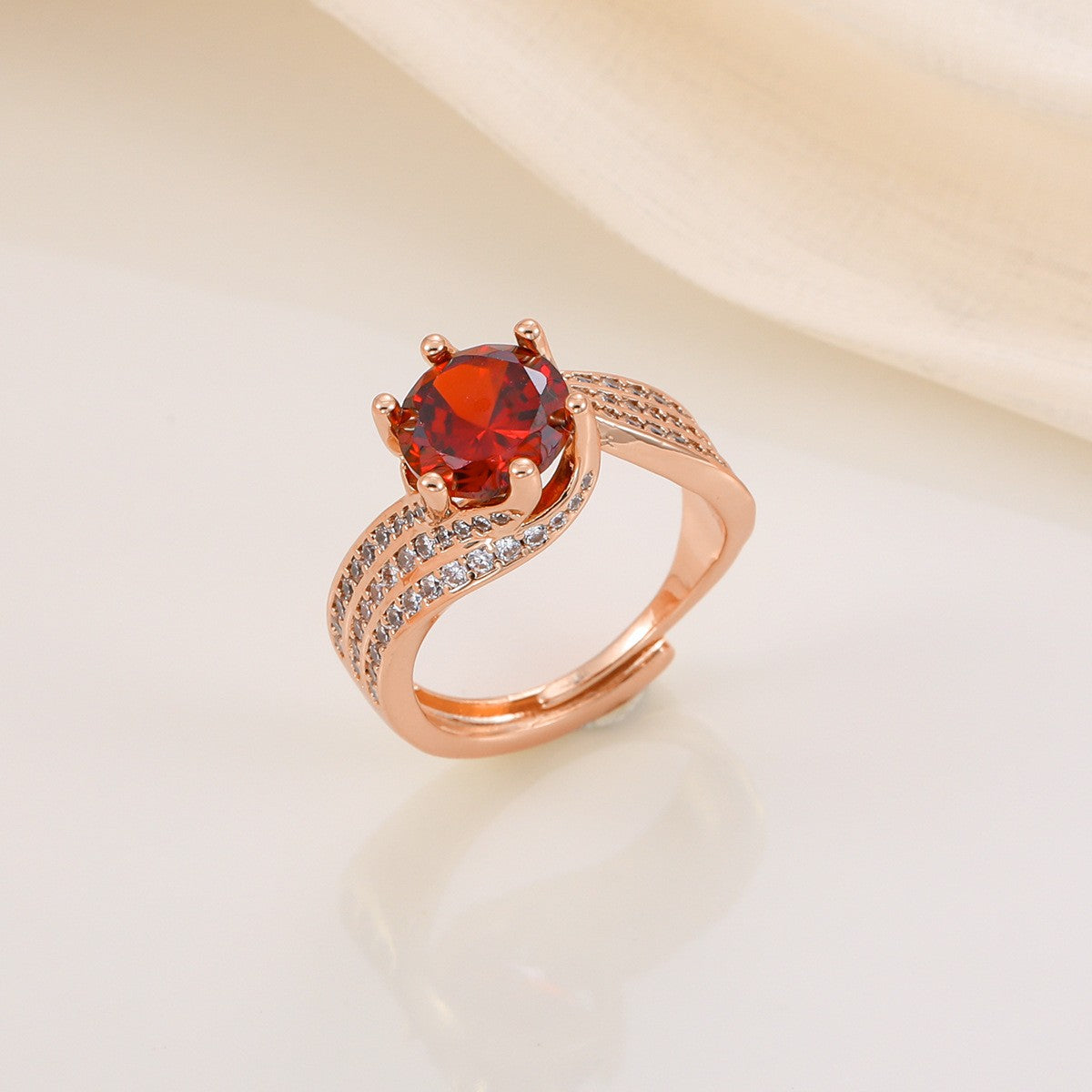 Classy Twisted Band Solitaire Ring