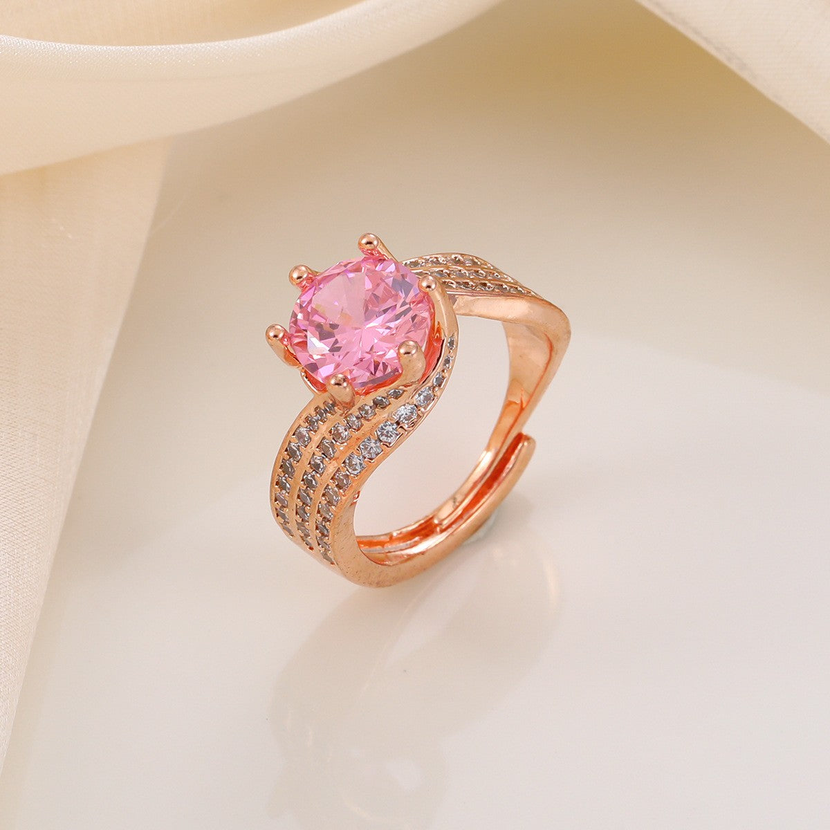 Classy Twisted Band Solitaire Ring