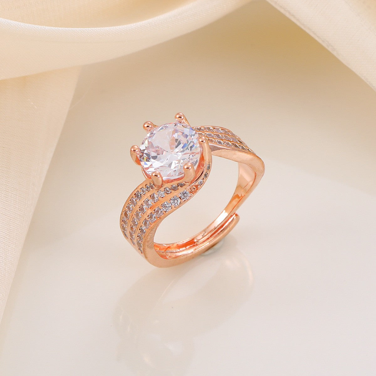 Classy Twisted Band Solitaire Ring