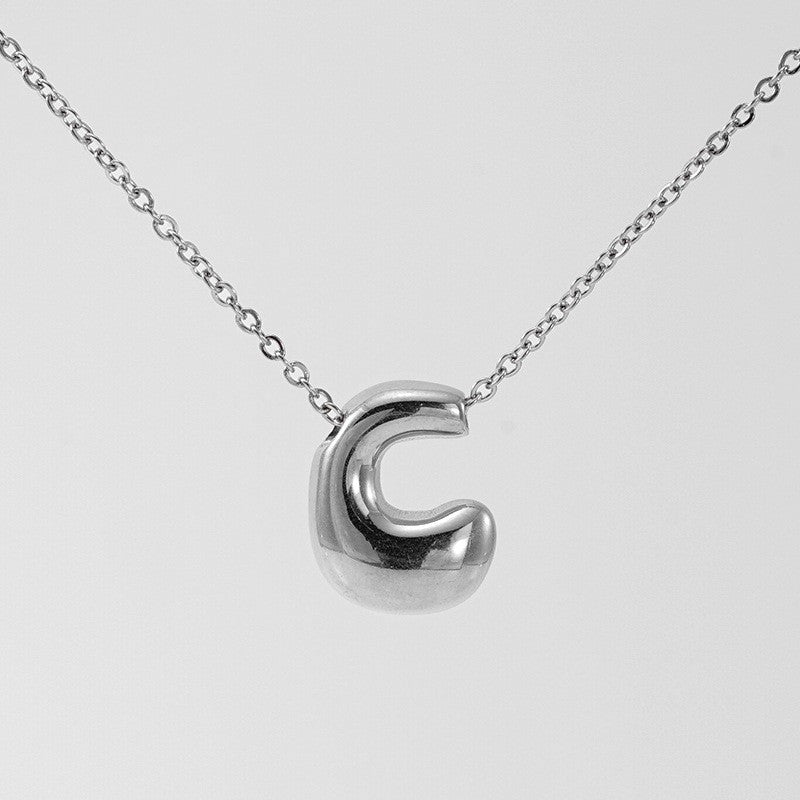 18k Dainty Bubble Letter Initial Necklace
