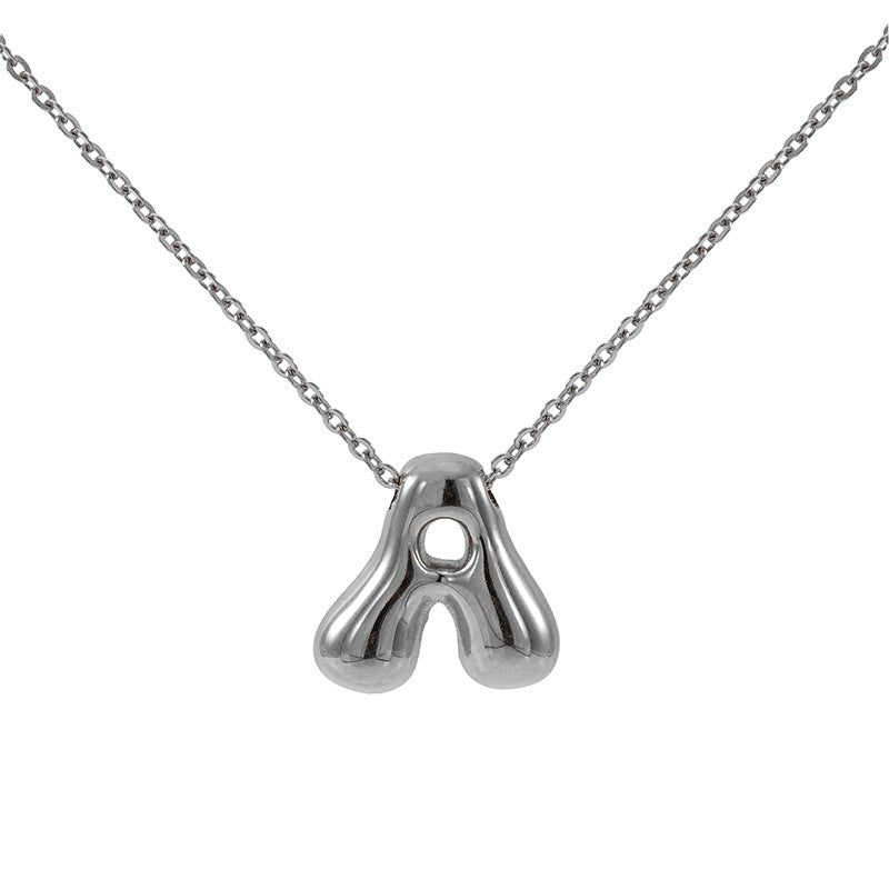 18k Dainty Bubble Letter Initial Necklace
