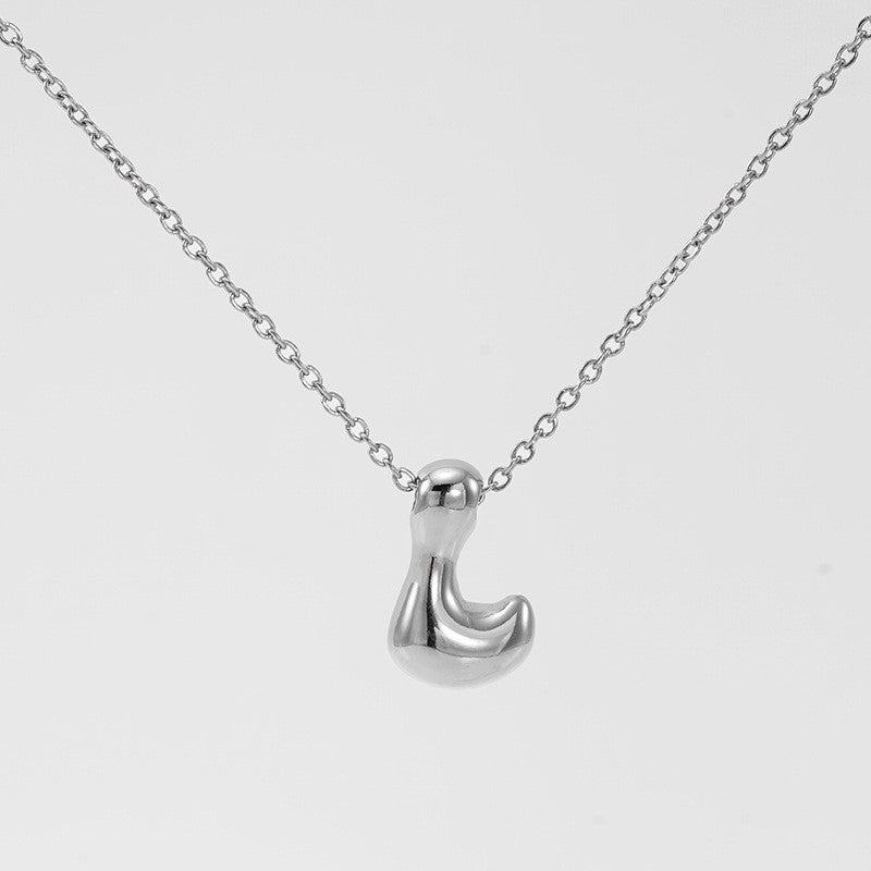 18k Dainty Bubble Letter Initial Necklace