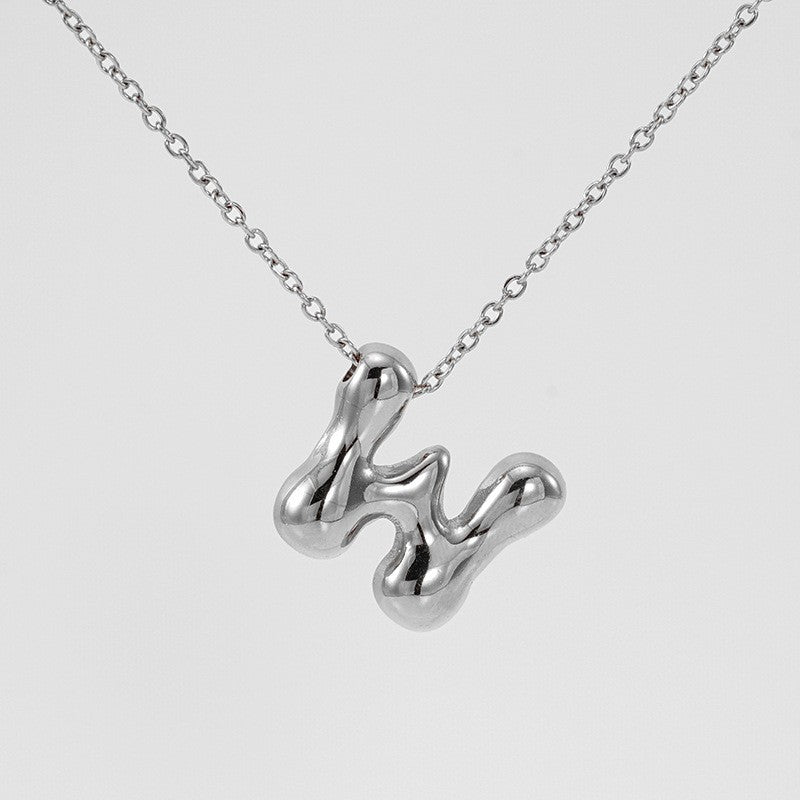 18k Dainty Bubble Letter Initial Necklace