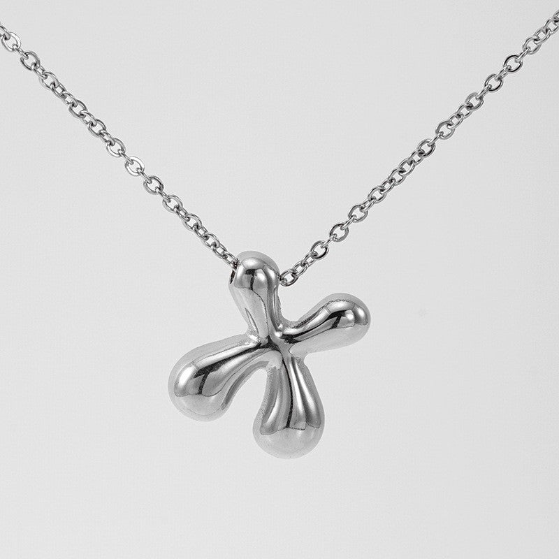 18k Dainty Bubble Letter Initial Necklace