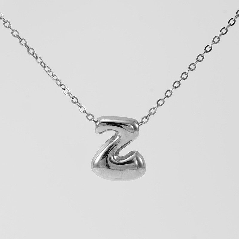 18k Dainty Bubble Letter Initial Necklace