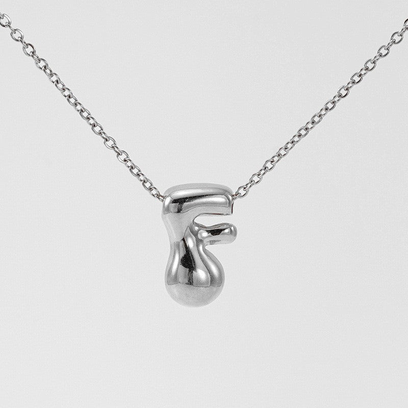 18k Dainty Bubble Letter Initial Necklace