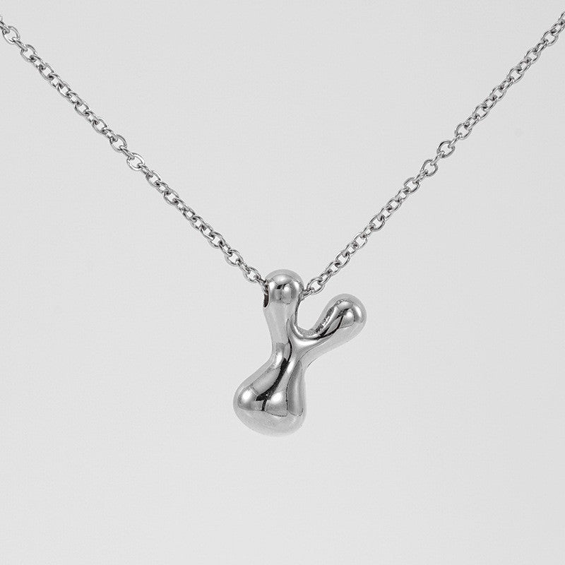 18k Dainty Bubble Letter Initial Necklace