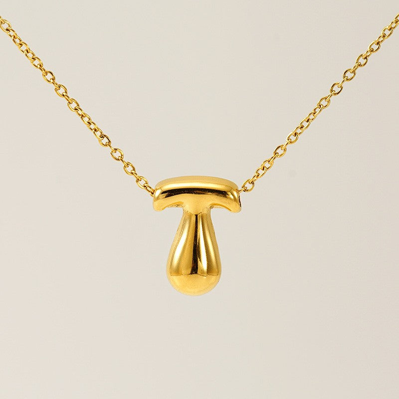 18k Dainty Bubble Letter Initial Necklace
