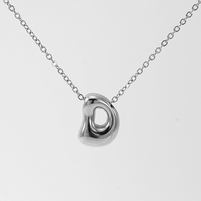 18k Dainty Bubble Letter Initial Necklace