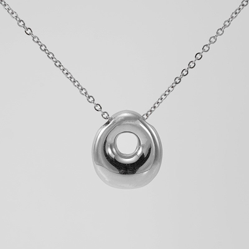 18k Dainty Bubble Letter Initial Necklace