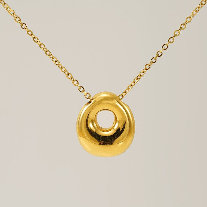 18k Dainty Bubble Letter Initial Necklace