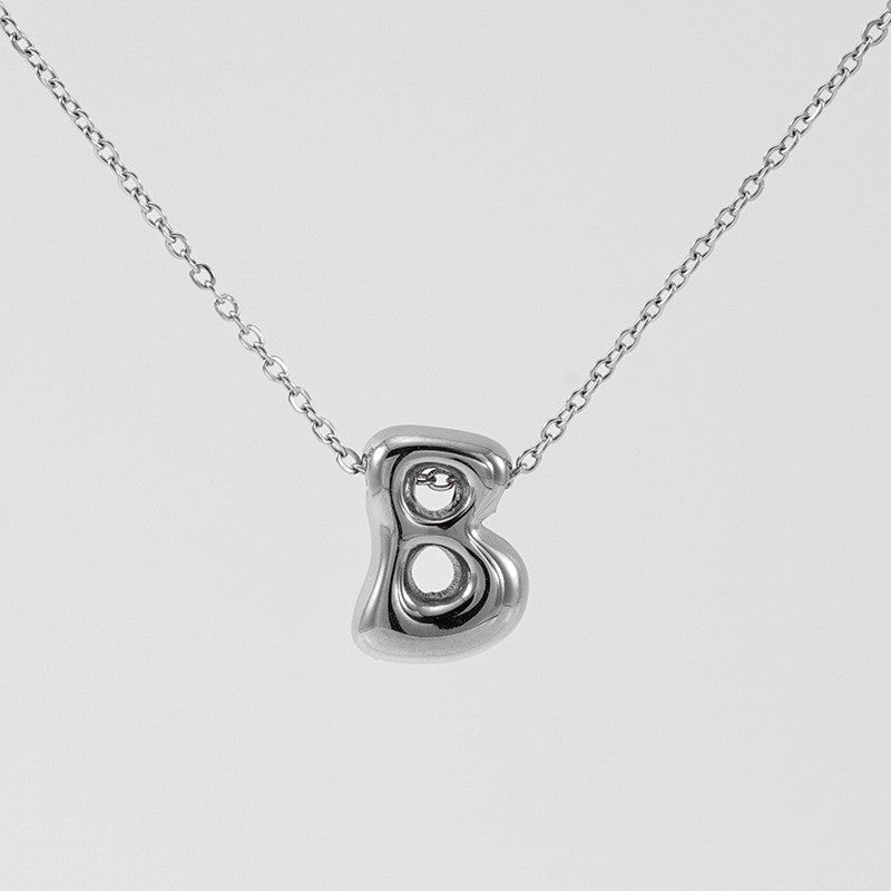 18k Dainty Bubble Letter Initial Necklace