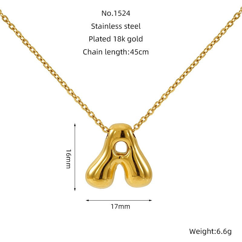 18k Dainty Bubble Letter Initial Necklace