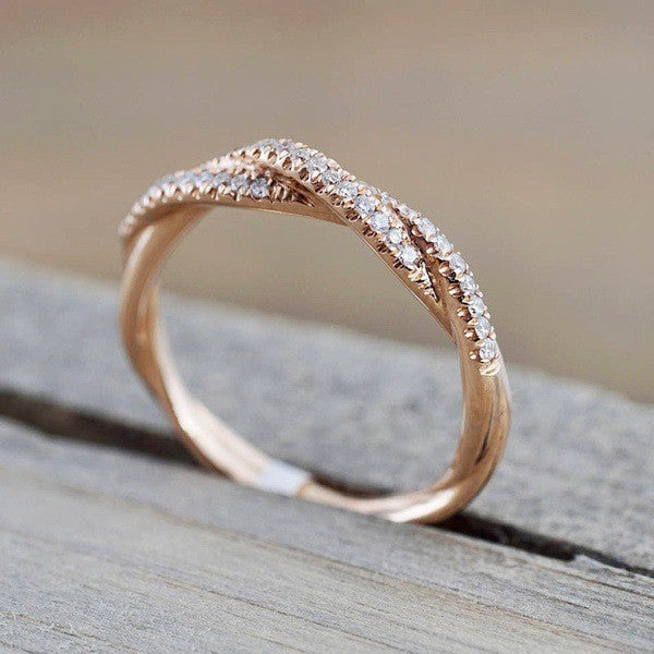 Romantic Twisted Pave Band Ring