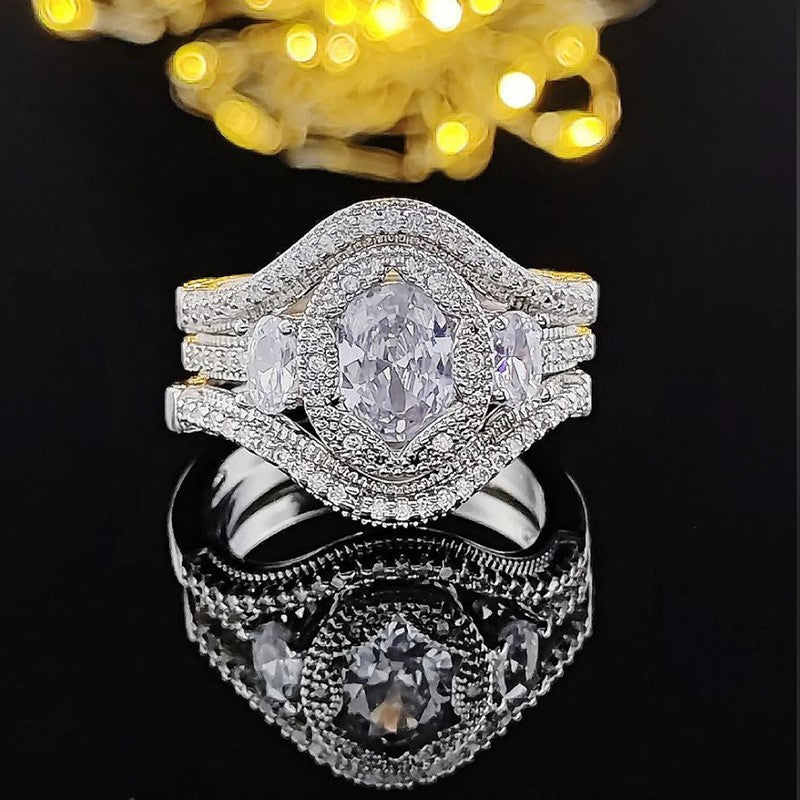 Classy Oval Cut Bridal Ring Set
