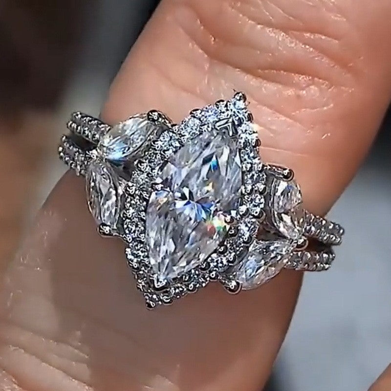 Classy Marquise Zirconia Halo Ring