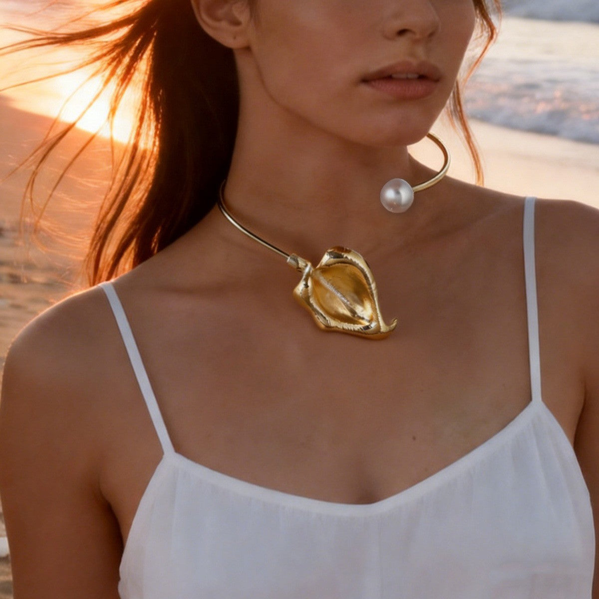 Sculptural Calla Lily Torque Necklace