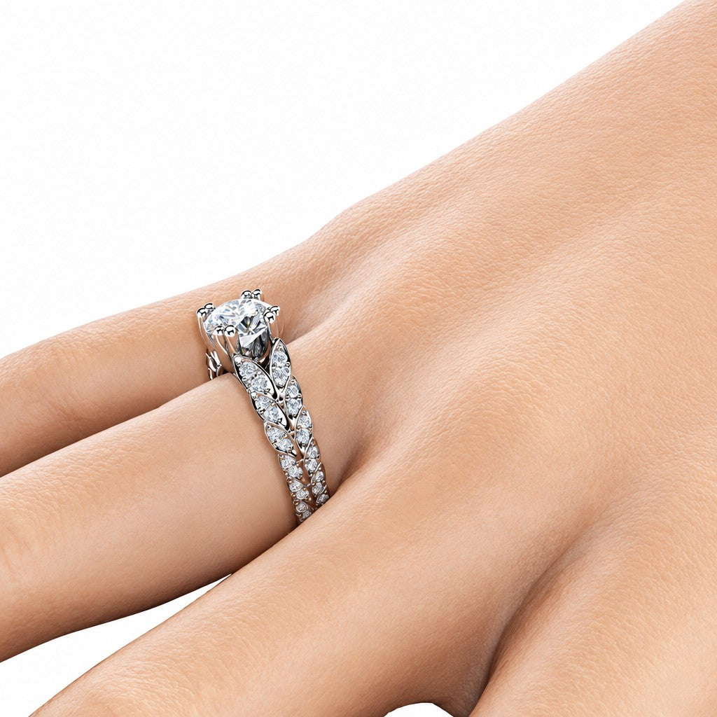 Elegant Wheat Ear Pavé Ring