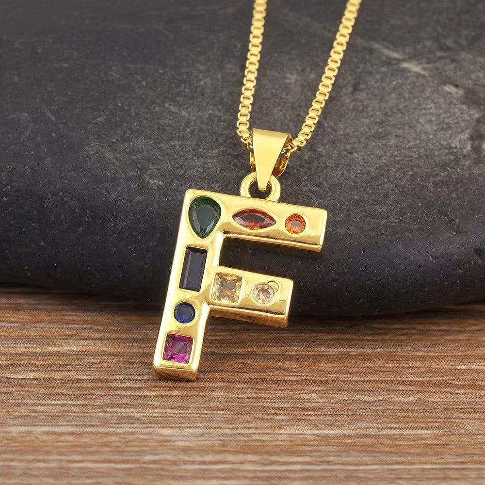Classy Multicolor CZ Initial Letter Necklace