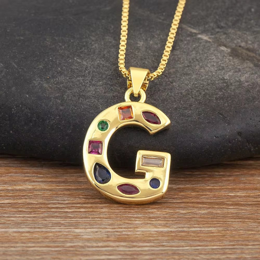 Classy Multicolor CZ Initial Letter Necklace