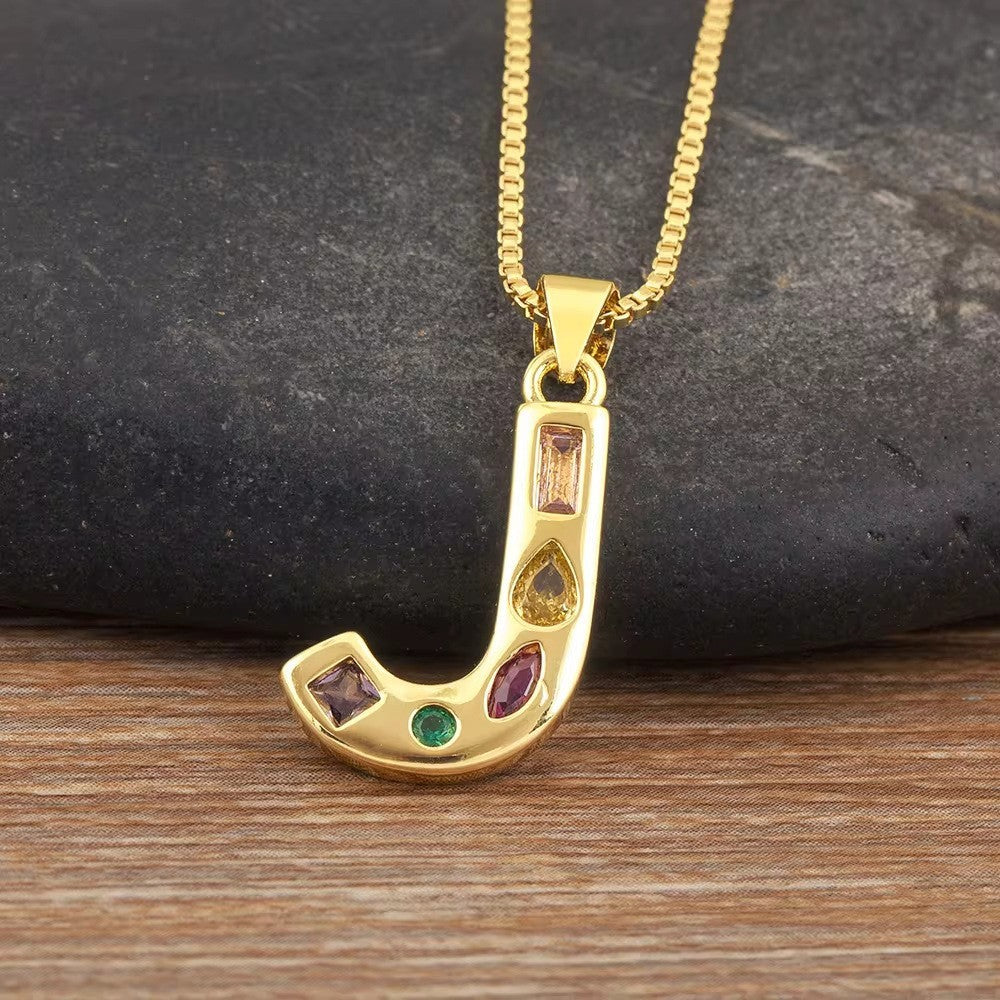 Classy Multicolor CZ Initial Letter Necklace