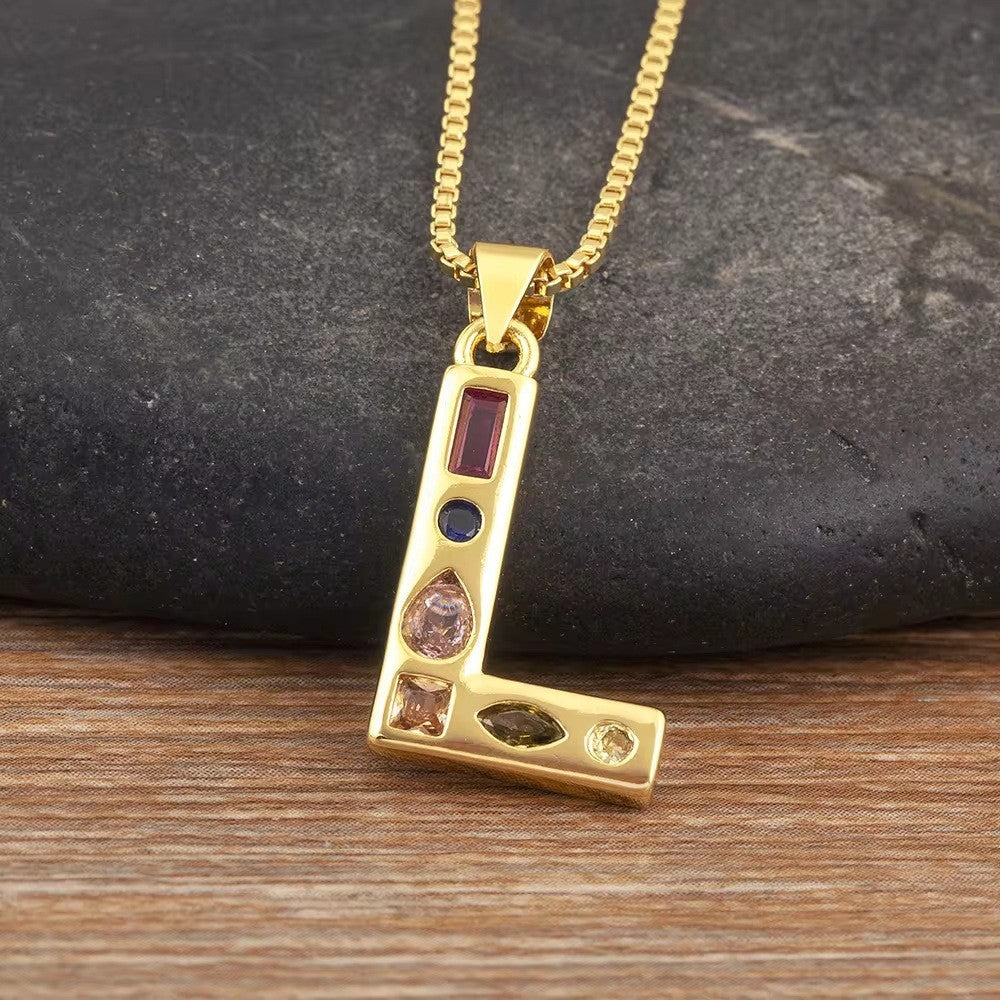 Classy Multicolor CZ Initial Letter Necklace