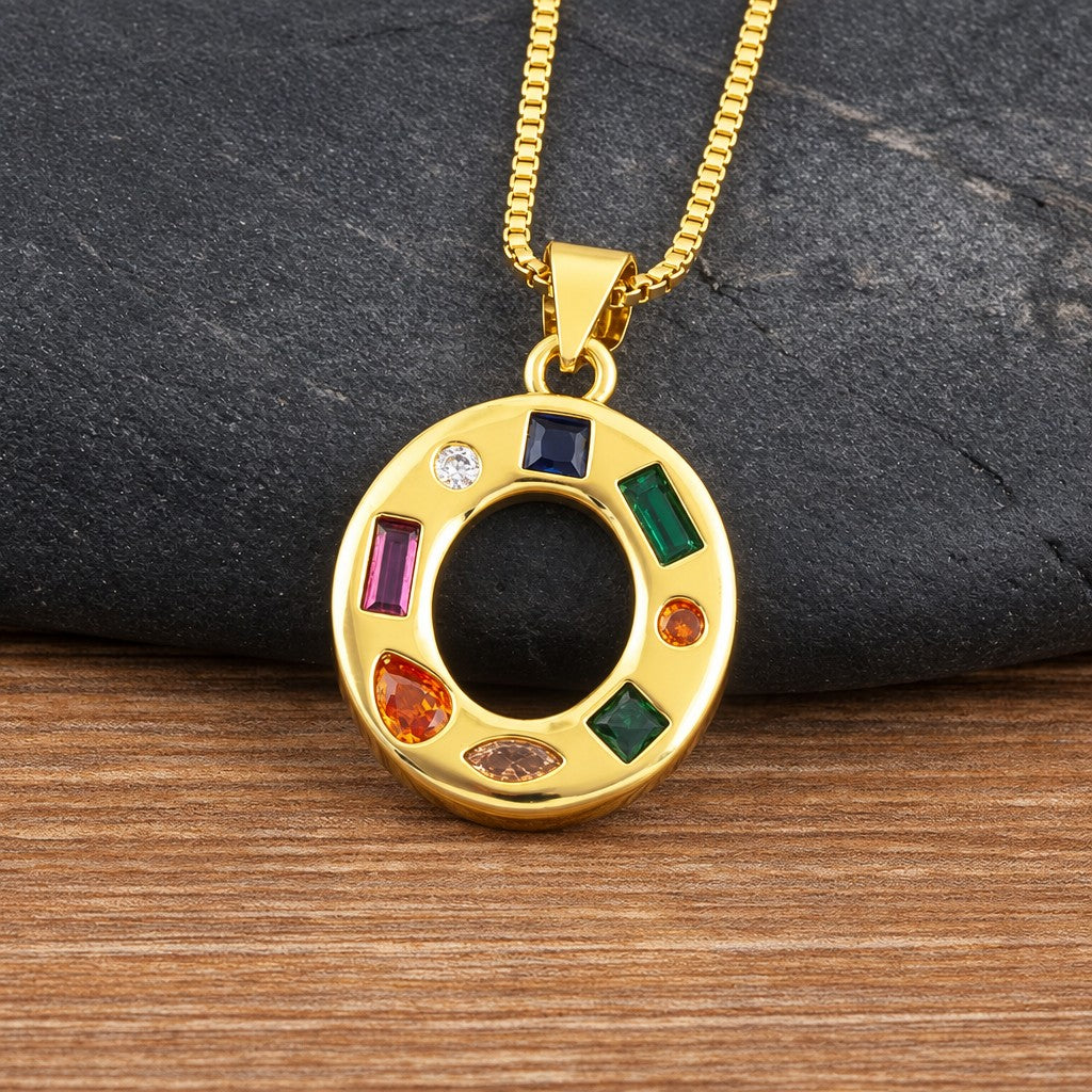 Classy Multicolor CZ Initial Letter Necklace