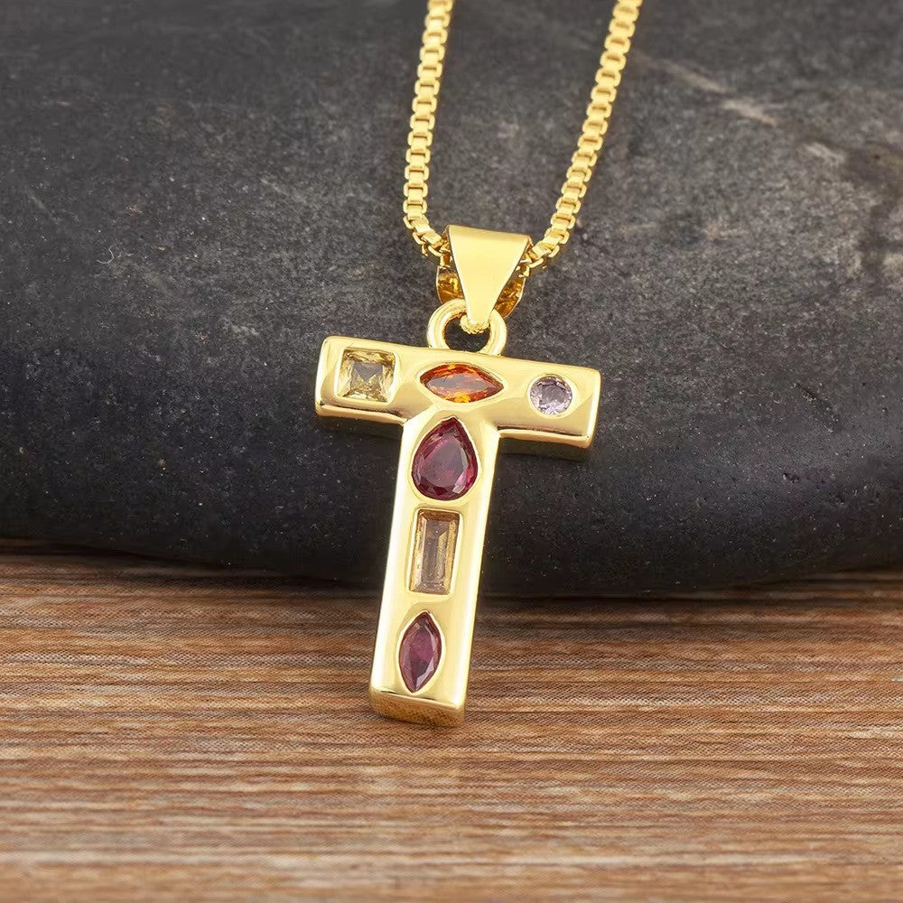 Classy Multicolor CZ Initial Letter Necklace