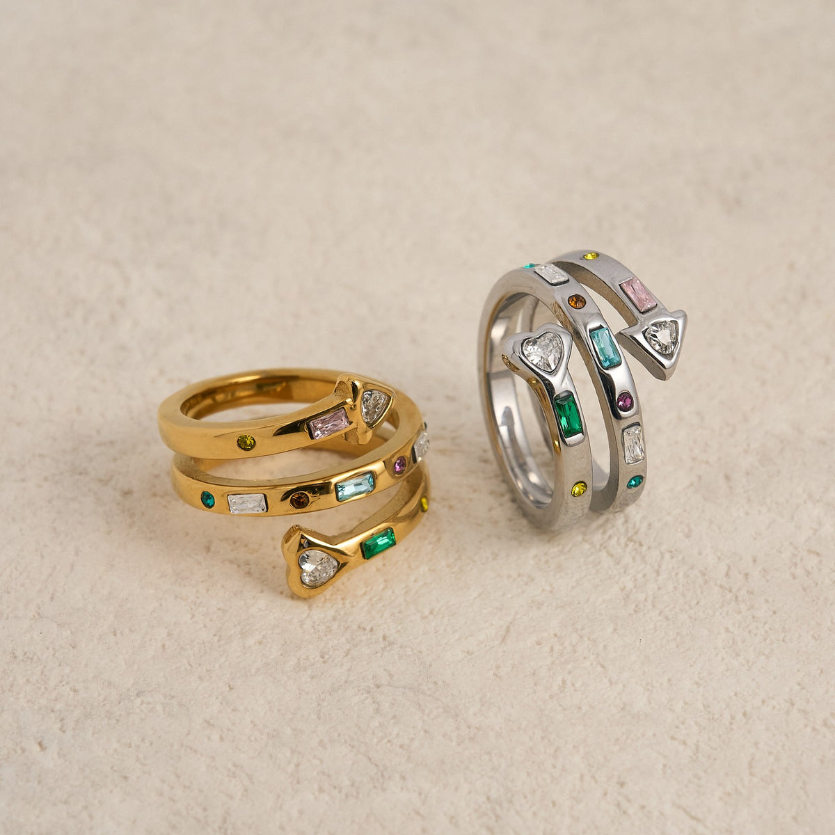 Classy Colorful CZ Arrow Ring