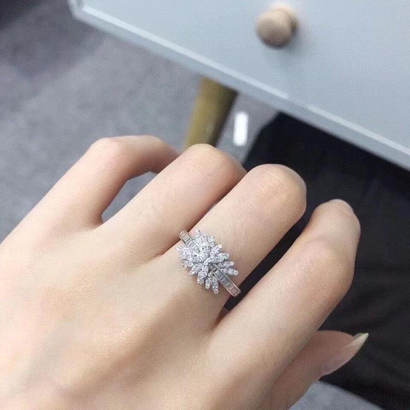 Classy Pave Zircon Flower Ring
