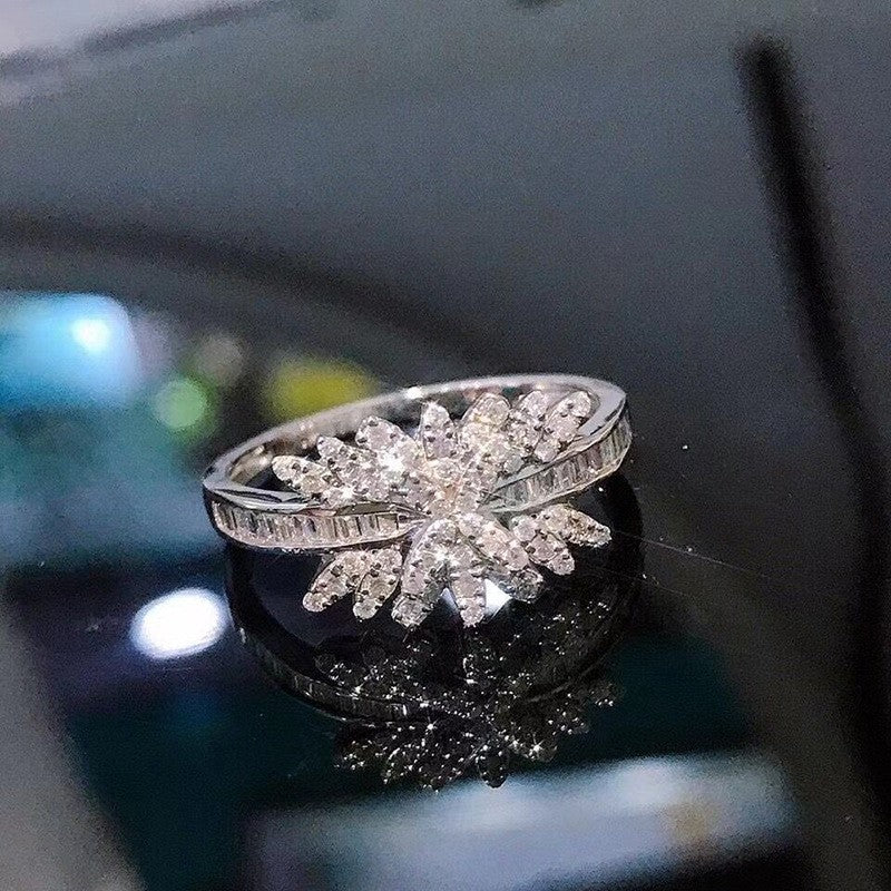 Classy Pave Zircon Flower Ring