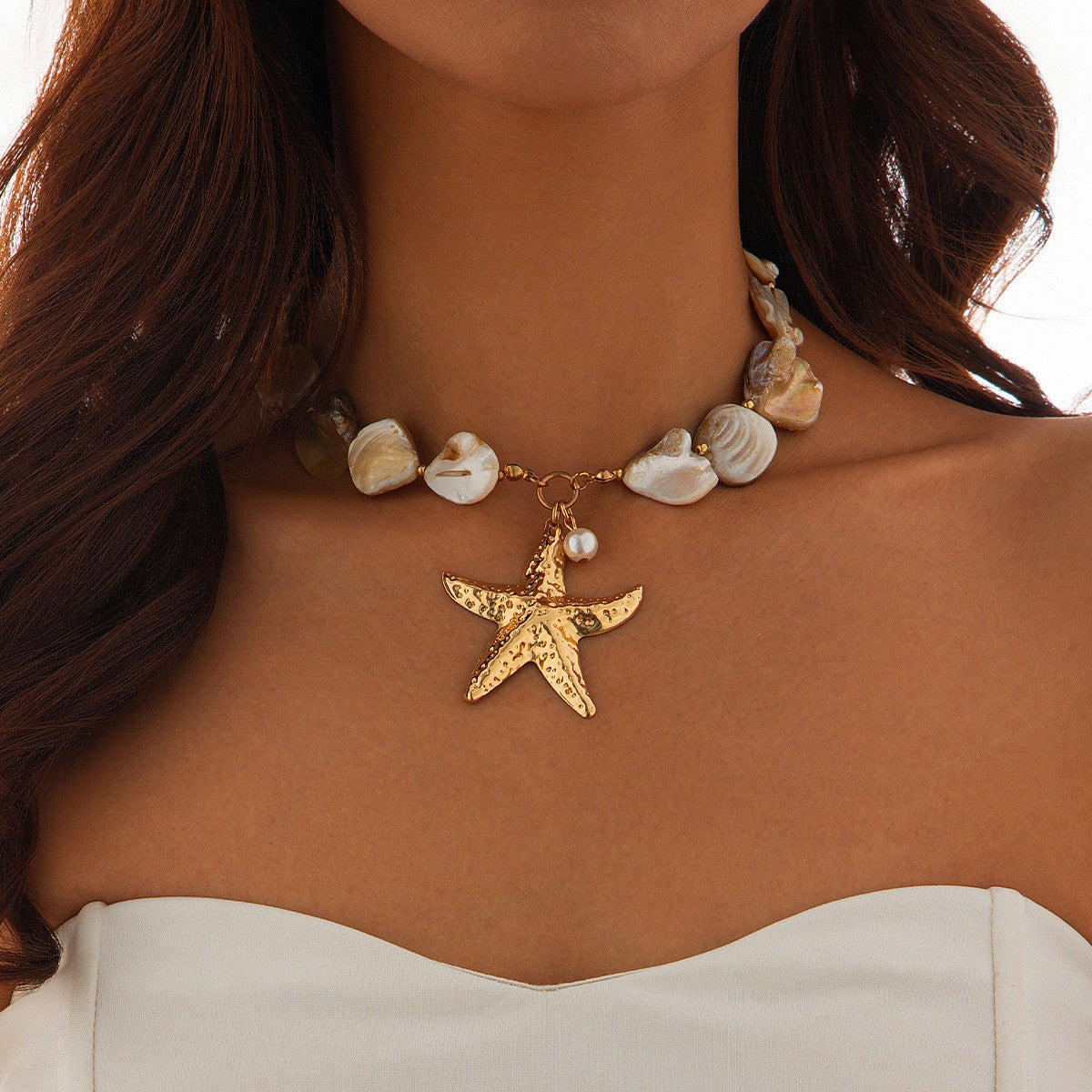 Boho Starfish Shell Necklace, Bracelet & Earring Set