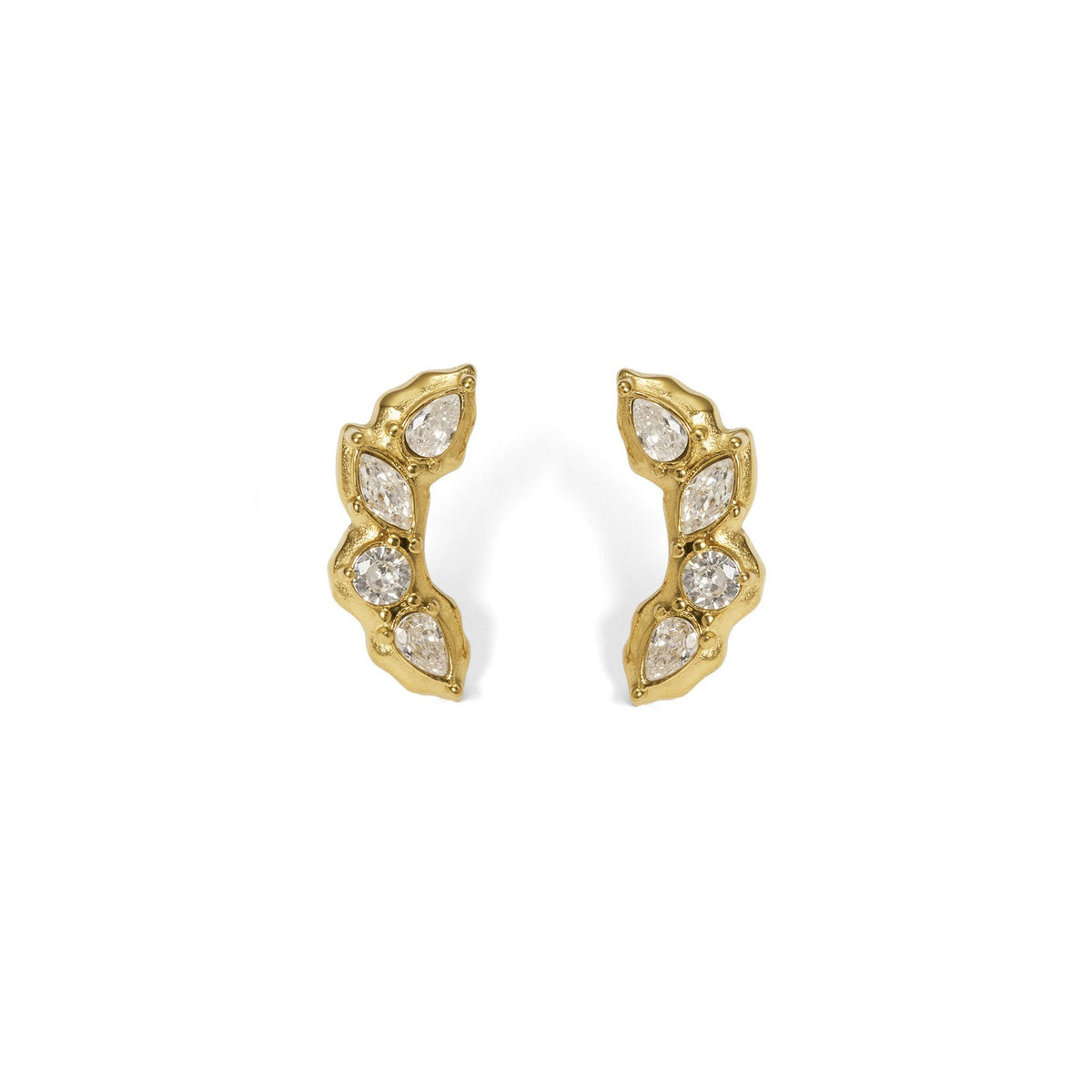 18k Dainty Geometric Zirconia Stud Earrings