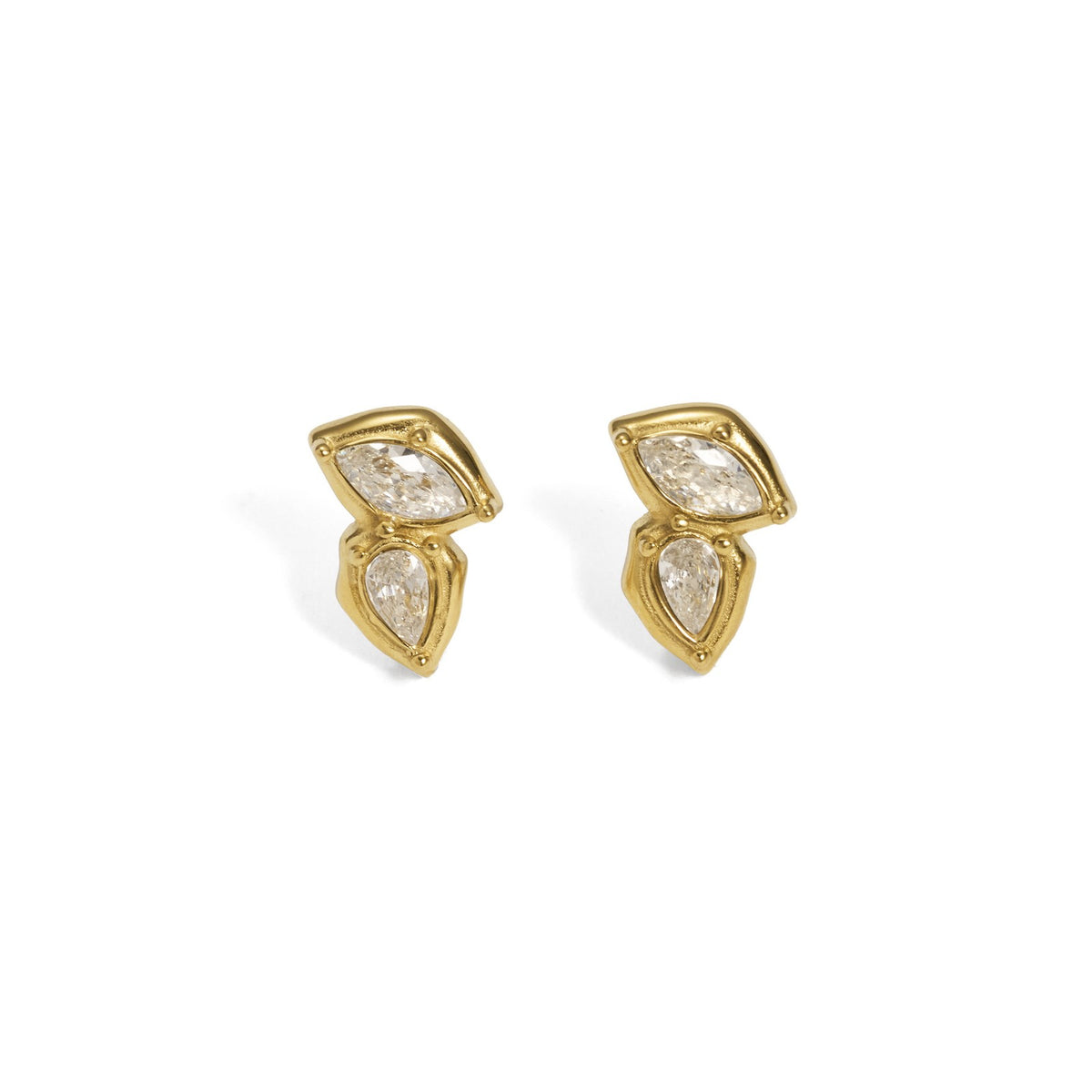 18k Dainty Geometric Zirconia Stud Earrings
