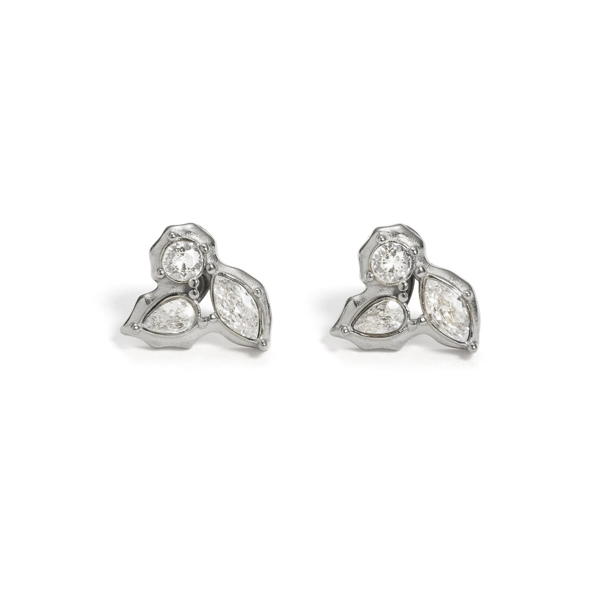 18k Dainty Geometric Zirconia Stud Earrings
