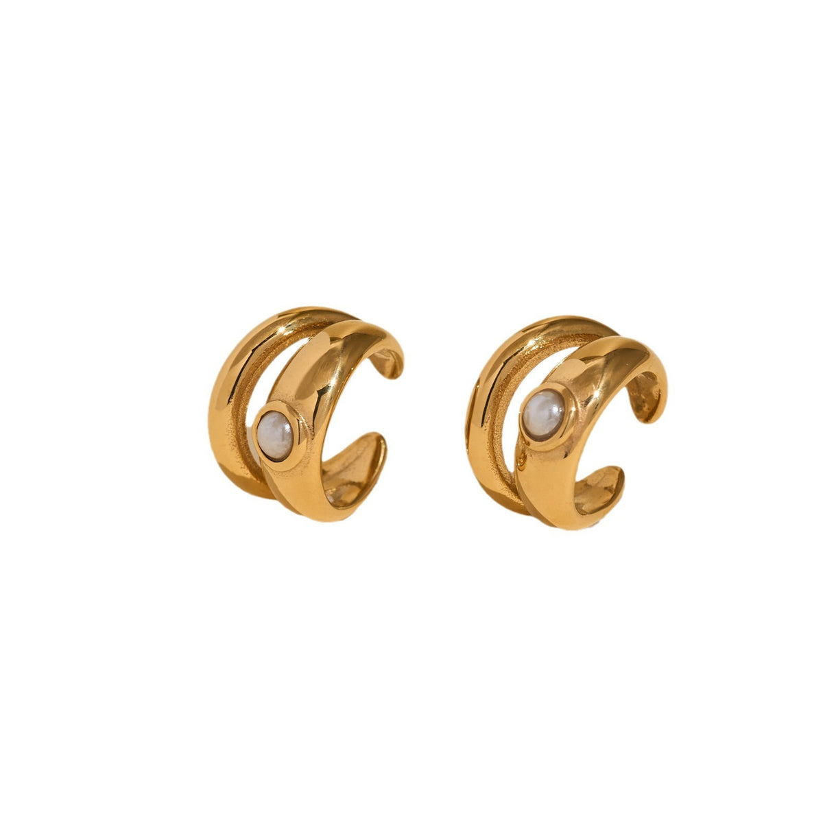 18k Vintage Inspired Double Layer Pearl Ear Cuffs