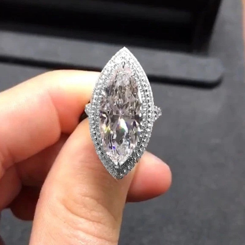 Classy Marquise Halo Statement Ring