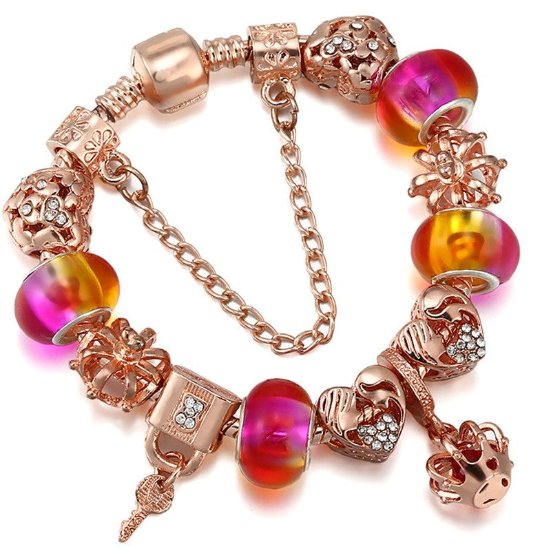 Playful Colorful Bead Charm Bracelet