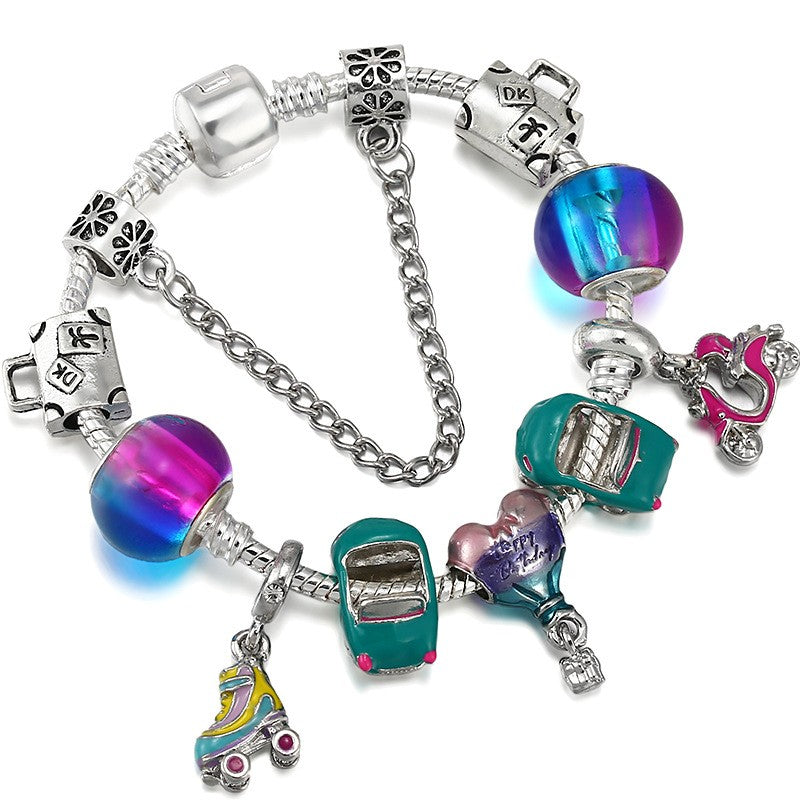 Playful Colorful Bead Charm Bracelet