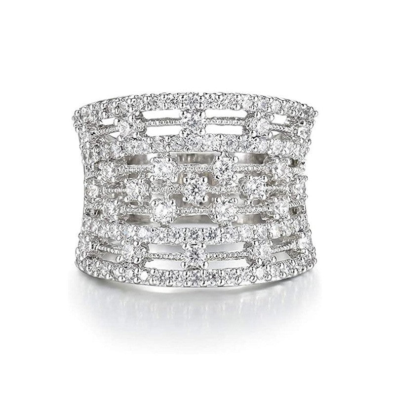 Classy Geometric Pave Wide Ring