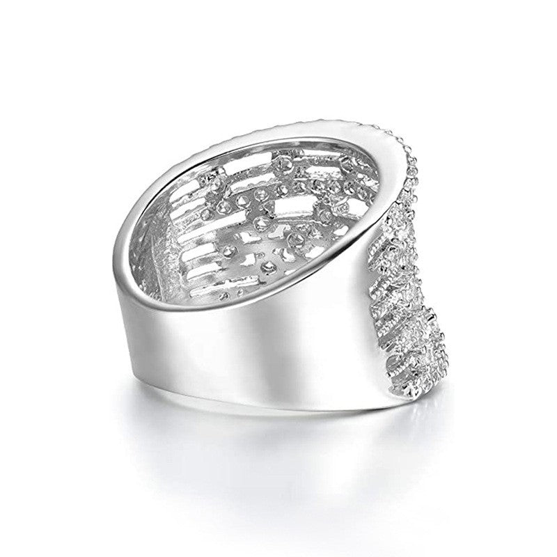 Classy Geometric Pave Wide Ring