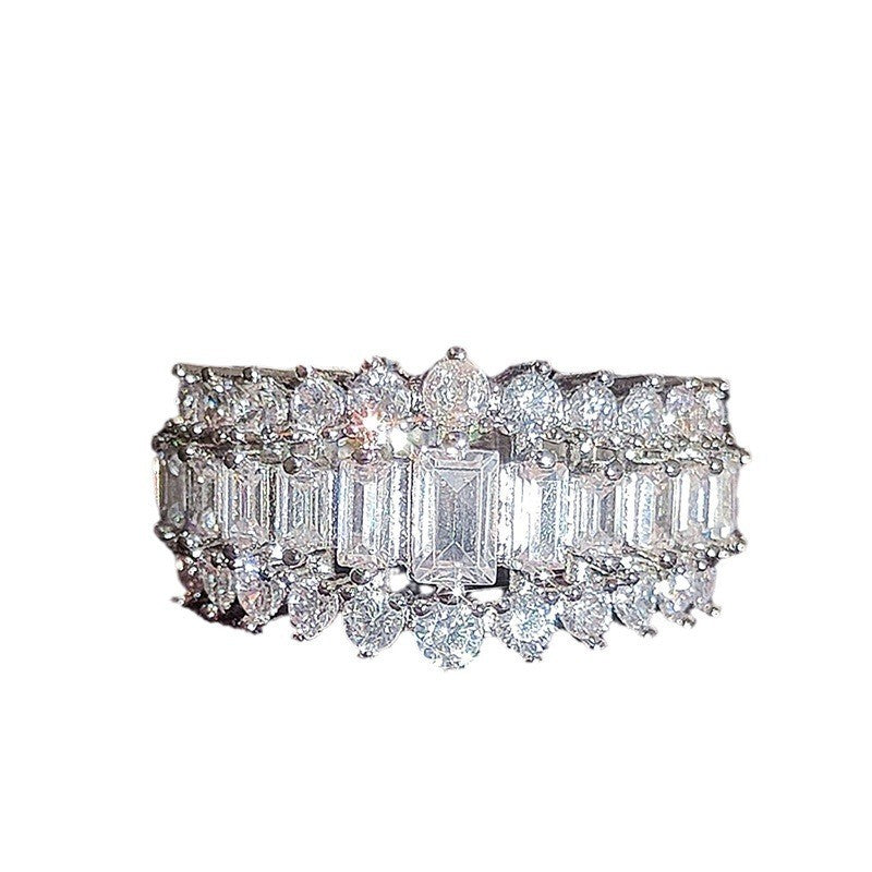 Classy Geometric Baguette Zircon Wide Ring