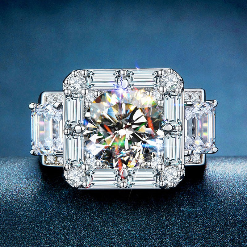 Classy Baguette & Round Zirconia Ring