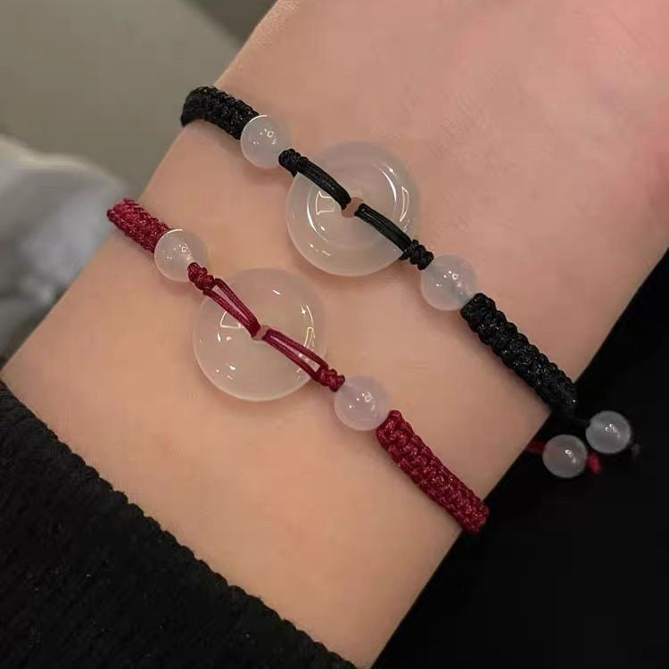Dainty Braided Jade Donut Bracelet