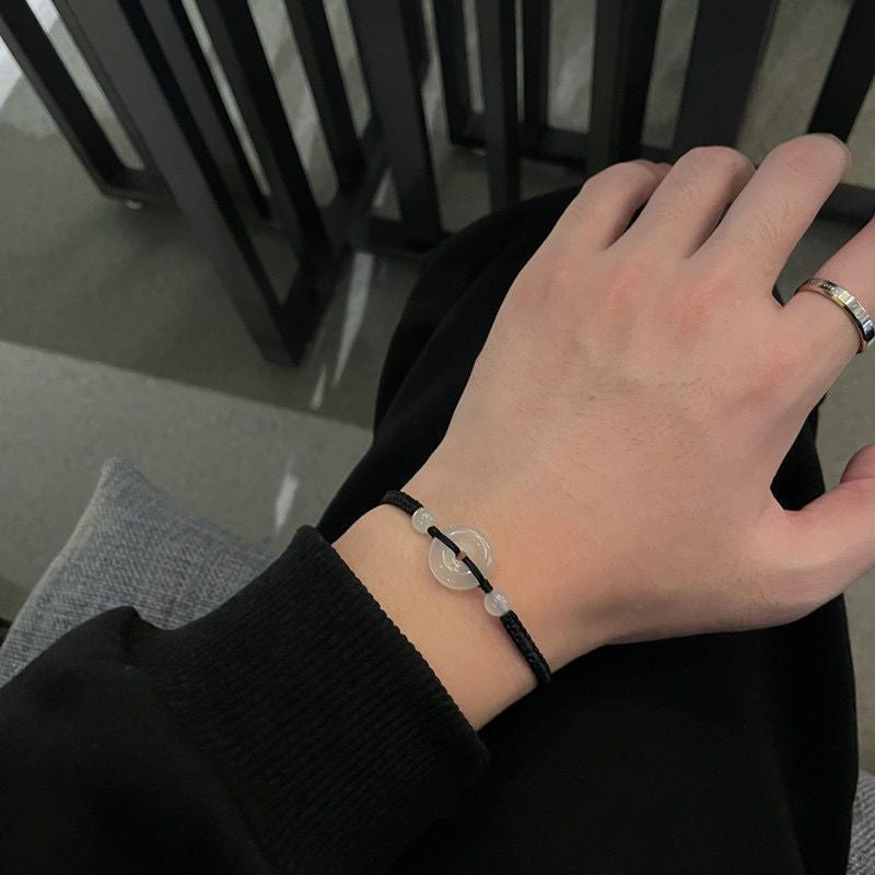 Dainty Braided Jade Donut Bracelet