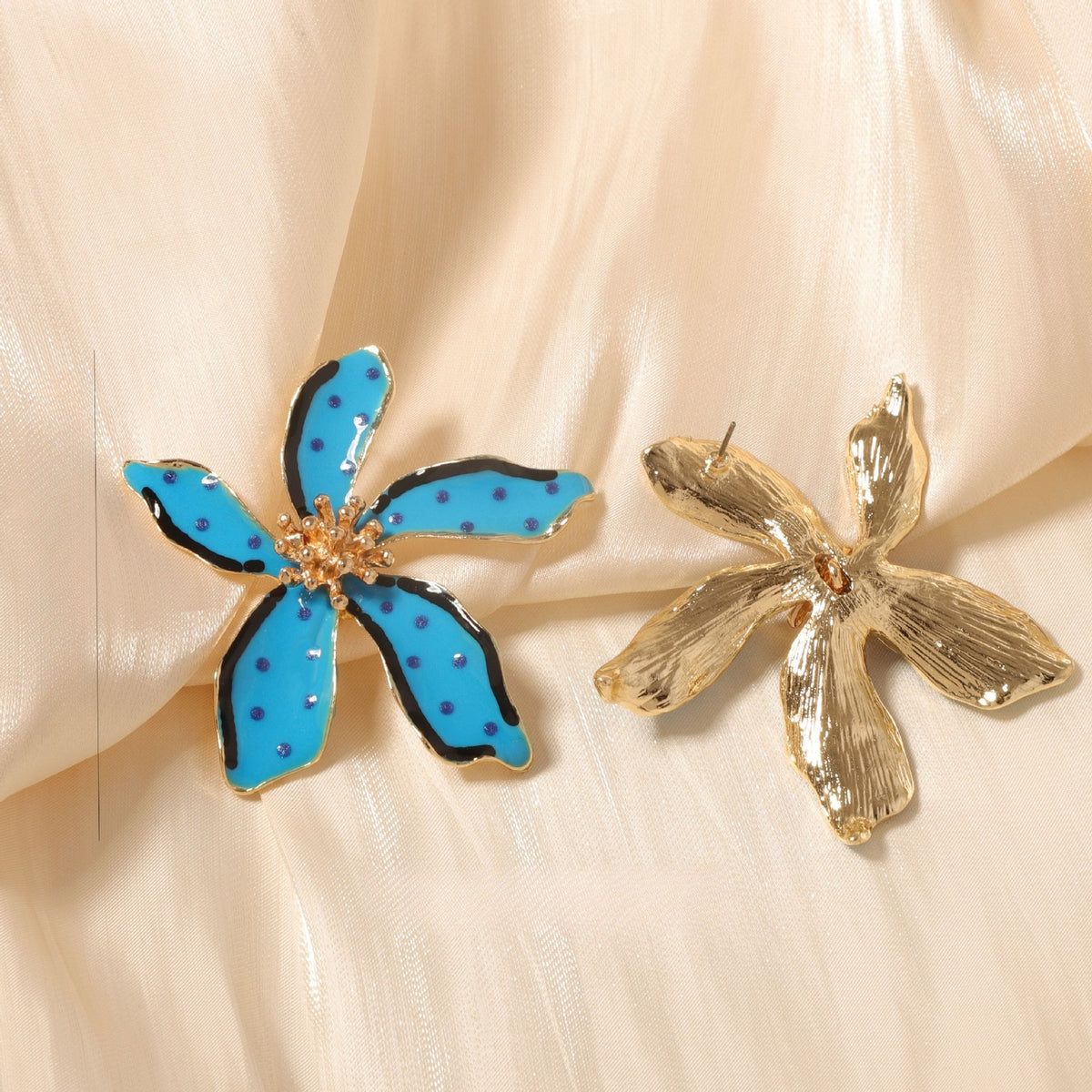 Classy Multicolor Polka Dot Flower Stud Earrings