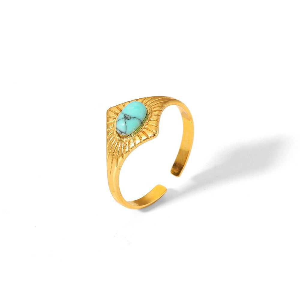 Boho Turquoise Sun & Eye Ring Set